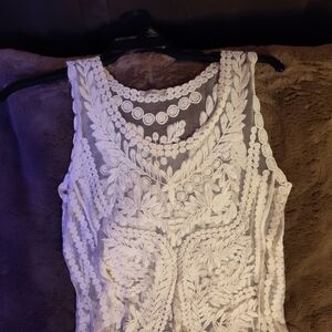 White Embroidered Lace Camisole Tank Top